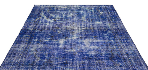 Atina Blue Vintage Wool Handmade Area Rug 5'5" x 9'11"