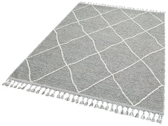 Grey Geometric Area Rug - Machine Made Jute Rug | Dust Free, Easy Clean