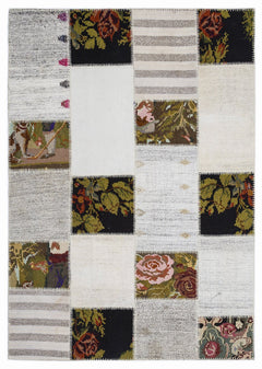 Teselya 1367 Beige Floral Wool Handmade Area Rug 5'3" x 7'7"