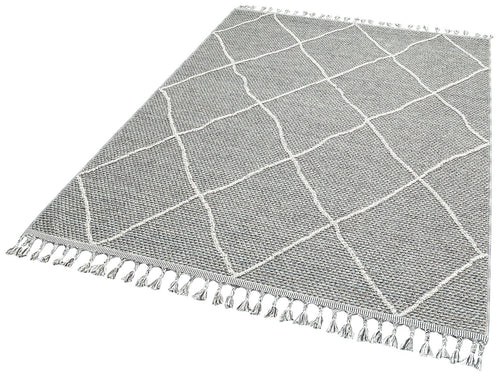 Geometric Jute Area Rug – Grey Machine Made Rug | Dust Free, Soft Texture