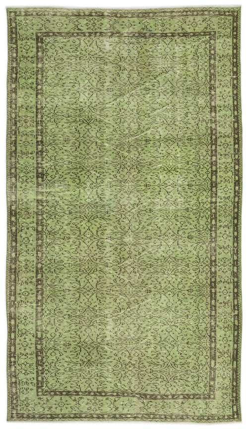 Atina Green Vintage Wool Handmade Area Rug 5'3" x 9'2"