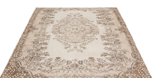 Atina Beige Vintage Wool Handmade Area Rug 5'7" x 8'4"