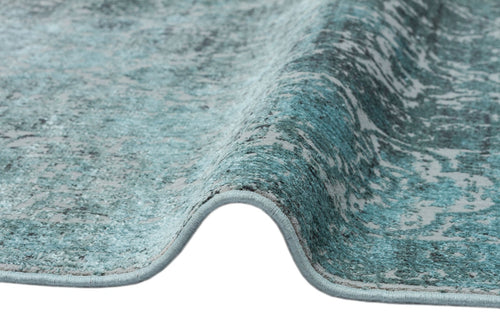 Vintage Area Rug – Pesaro Blue Machine Made Rug with Soft Silky Touch