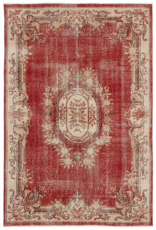 Atina Red Vintage Wool Handmade Area Rug 6'6" x 9'7"