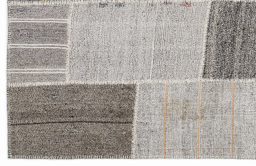 Teselya 1382 Beige Striped Wool Handmade Area Rug 5'3" x 7'7"