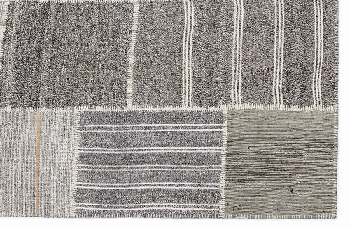 Teselya 1382 Beige Striped Wool Handmade Area Rug 5'3" x 7'7"