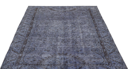 Atina Blue Vintage Wool Handmade Area Rug 5'4" x 8'4"
