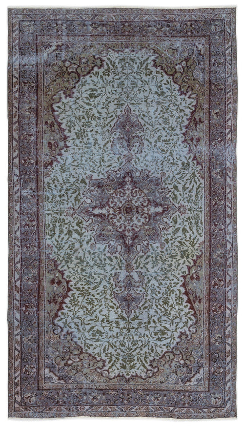 Atina Blue Vintage Wool Handmade Area Rug 5'2" x 9'5"