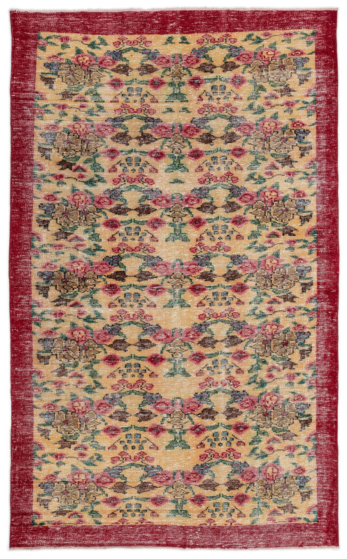 Atina Cream Vintage Wool Handmade Area Rug 5'5" x 9'0"