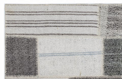 Teselya Grey Striped Wool Handmade Area Rug 3'11" x 5'8"