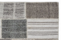 Teselya Grey Striped Wool Handmade Area Rug 3'11" x 5'8"