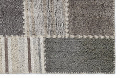 Teselya Grey Striped Wool Handmade Area Rug 3'11" x 5'8"