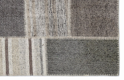 Teselya Grey Striped Wool Handmade Area Rug 3'11" x 5'8"