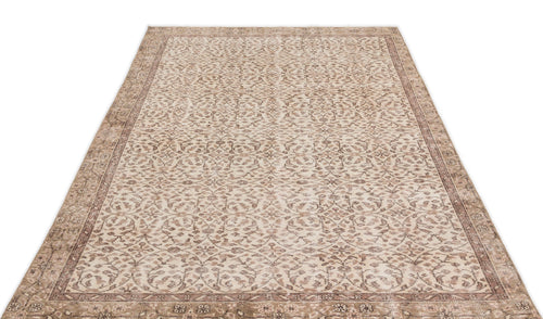 Atina Beige Vintage Wool Handmade Area Rug 5'2" x 8'11"