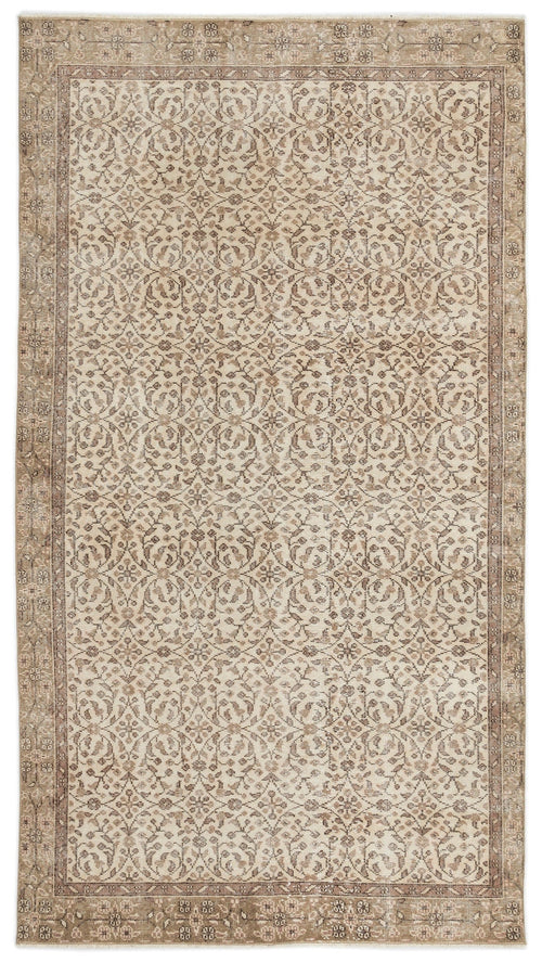 Atina Beige Vintage Wool Handmade Area Rug 5'2" x 8'11"