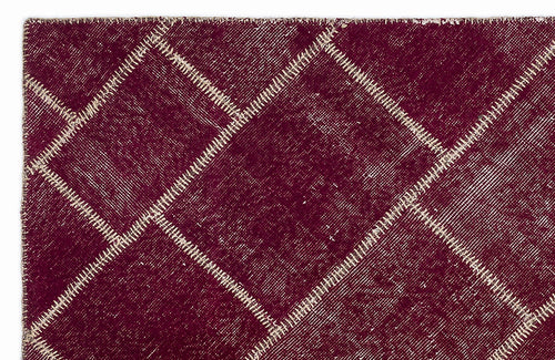 Teselya Burgundy Patchwork Wool Handmade Area Rug 3'11" x 5'11"