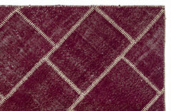 Teselya Burgundy Patchwork Wool Handmade Area Rug 3'11" x 5'11"