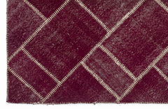 Teselya Burgundy Patchwork Wool Handmade Area Rug 3'11" x 5'11"