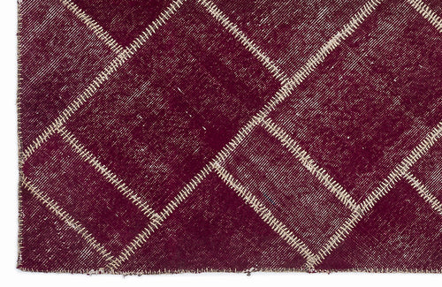 Teselya Burgundy Patchwork Wool Handmade Area Rug 3'11" x 5'11"