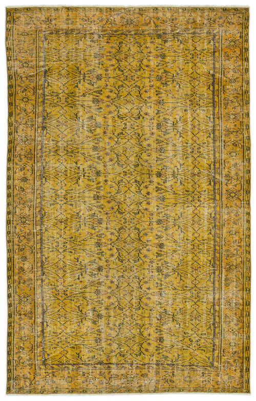 Atina Yellow Vintage Wool Handmade Area Rug 5'8" x 9'2"