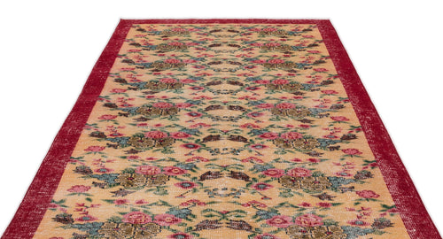 Atina Cream Vintage Wool Handmade Area Rug 5'6" x 8'10"