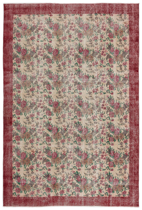 Atina Cream Vintage Wool Handmade Area Rug 6'10" x 10'3"