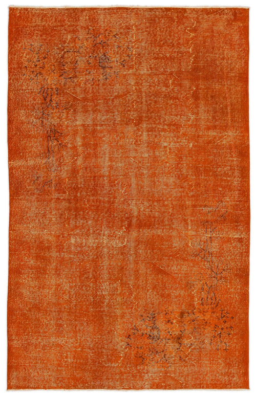 Atina Orange Vintage Wool Handmade Area Rug 5'7" x 8'10"