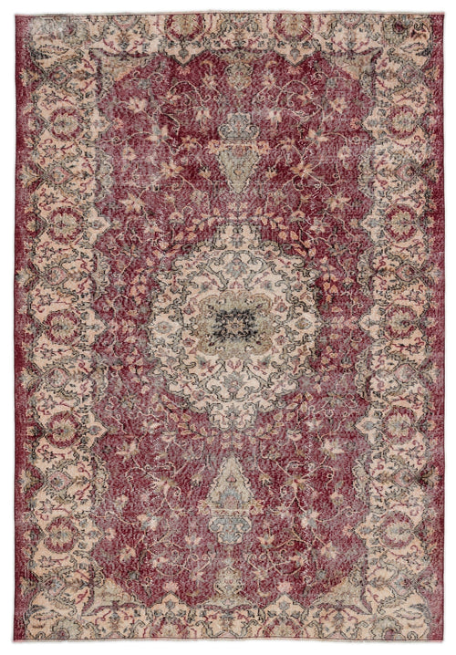 Atina Beige Vintage Wool Handmade Area Rug 5'3" x 9'0"