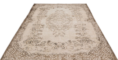 Atina Beige Vintage Wool Handmade Area Rug 5'10" x 9'8"