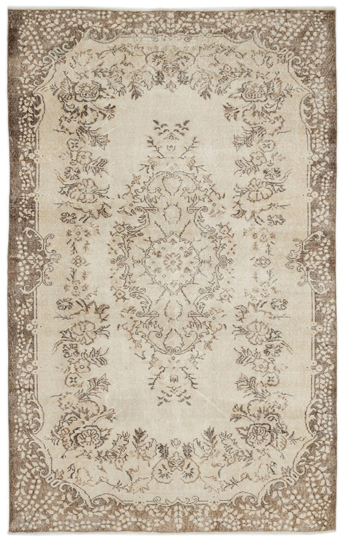 Atina Beige Vintage Wool Handmade Area Rug 5'10" x 9'8"