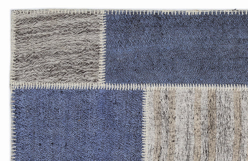 Teselya 1419 Beige Patchwork Wool Handmade Area Rug 3'11" x 5'11"