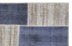 Teselya 1419 Beige Patchwork Wool Handmade Area Rug 3'11" x 5'11"