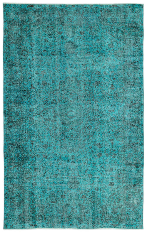 Atina Turquoise Vintage Wool Handmade Area Rug 6'5" x 10'5"