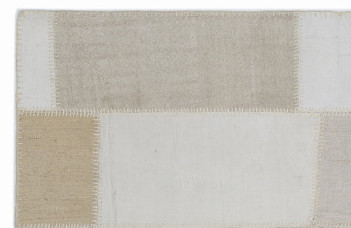 Teselya 1423 Beige Striped Wool Handmade Area Rug 3'11" x 5'11"