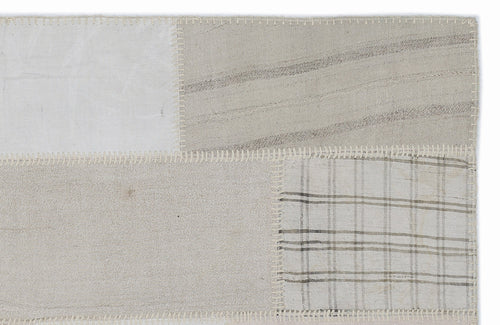 Teselya 1423 Beige Striped Wool Handmade Area Rug 3'11" x 5'11"