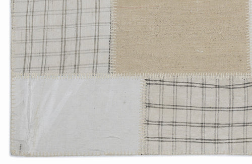 Teselya 1423 Beige Striped Wool Handmade Area Rug 3'11" x 5'11"