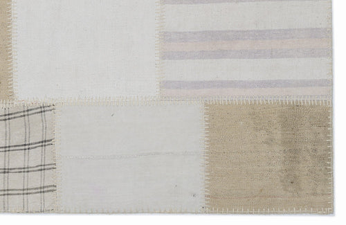 Teselya 1423 Beige Striped Wool Handmade Area Rug 3'11" x 5'11"