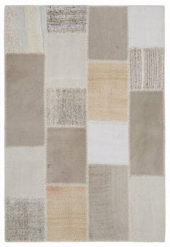 Teselya 1426 Beige Striped Wool Handmade Area Rug 3'11" x 5'11"