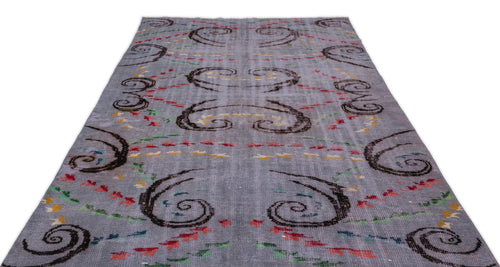 Atina Grey Vintage Wool Handmade Area Rug 5'11" x 10'1"