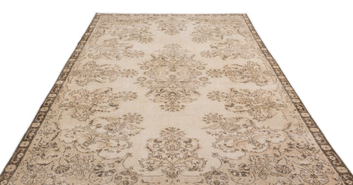 Atina Beige Vintage Wool Handmade Area Rug 6'3" x 10'1"