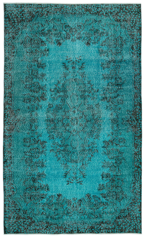 Atina Turquoise Vintage Wool Handmade Area Rug 5'7" x 9'5"