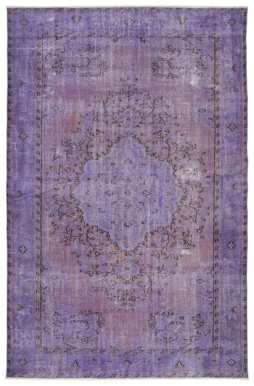 Atina Purple Vintage Wool Handmade Area Rug 6'4" x 9'9"