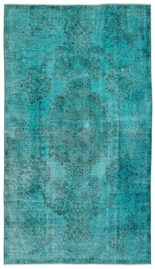 Atina Turquoise Vintage Wool Handmade Area Rug 5'5" x 9'2"