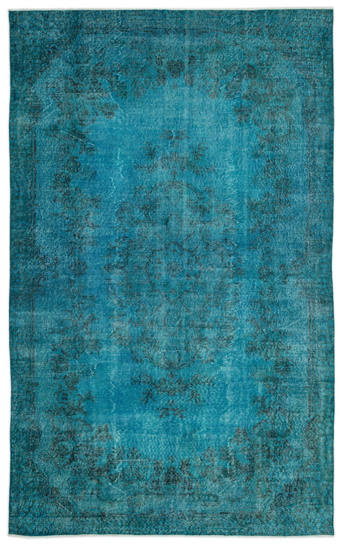 Atina Turquoise Vintage Wool Handmade Area Rug 6'5" x 10'6"