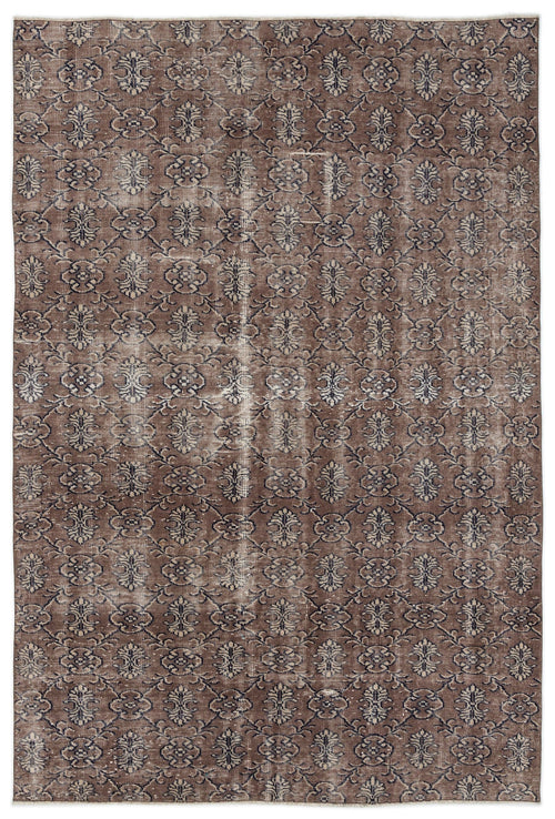 Atina Brown Vintage Wool Handmade Area Rug 5'6" x 8'7"
