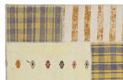 Teselya 1435 Yellow Patchwork Wool Handmade Area Rug 3'11" x 5'11"