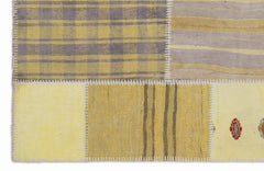 Teselya 1435 Yellow Patchwork Wool Handmade Area Rug 3'11" x 5'11"