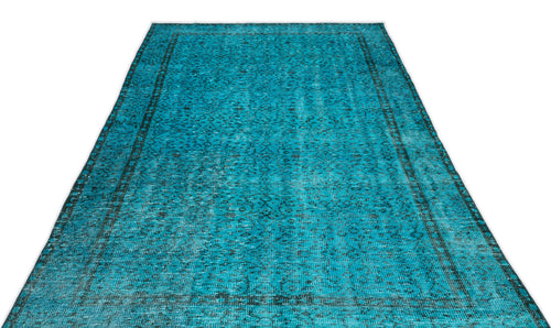 Atina Turquoise Vintage Wool Handmade Area Rug 4'11" x 9'2"