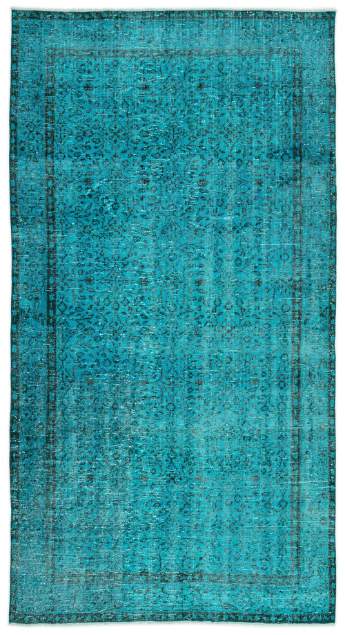 Atina Turquoise Vintage Wool Handmade Area Rug 4'11" x 9'2"