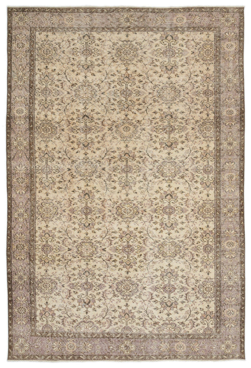 Atina Beige Vintage Wool Handmade Area Rug 5'9" x 8'7"